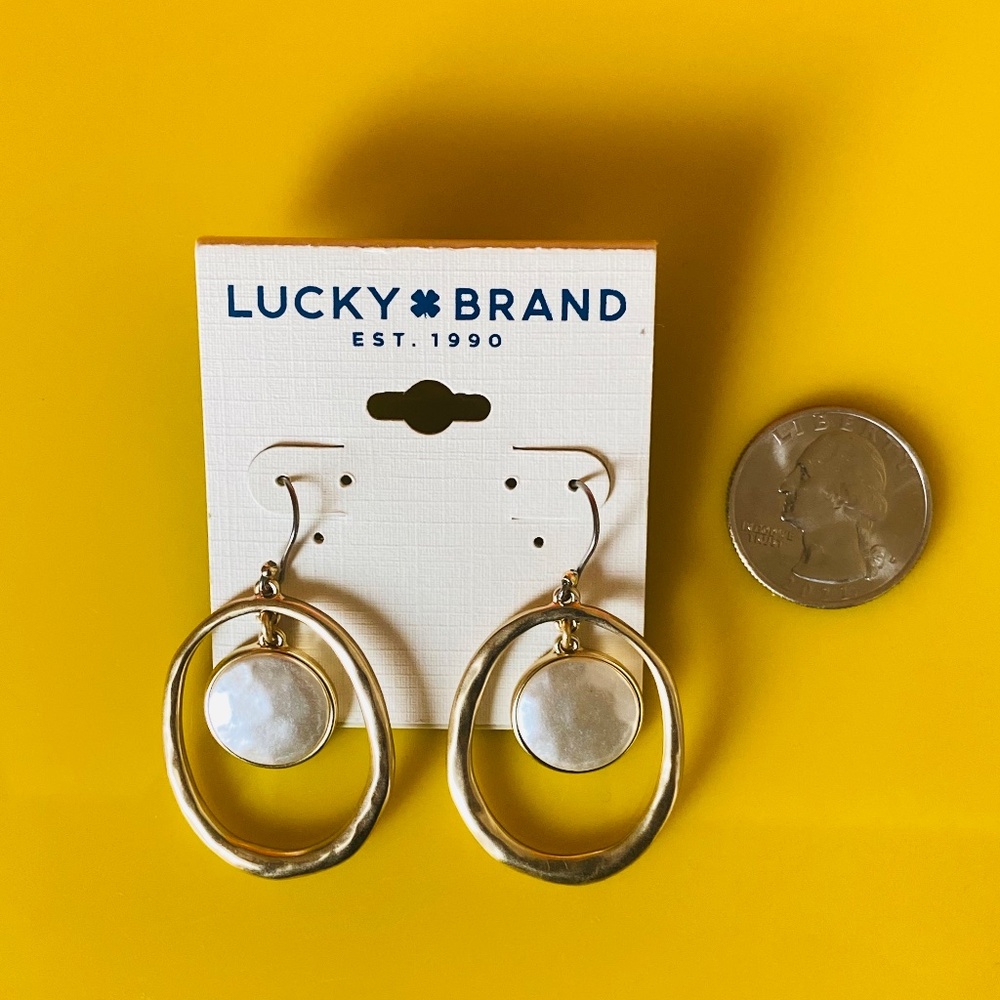 Lucky Brand Pearl Beaded Enamel Charm Earrings - Picture 4 of 4